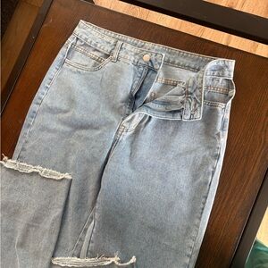 SHEIN Denim Flare with hip cut outs Blue Jeans - never worn